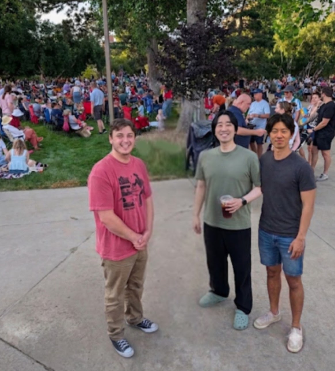Lab members together at an outdoor event